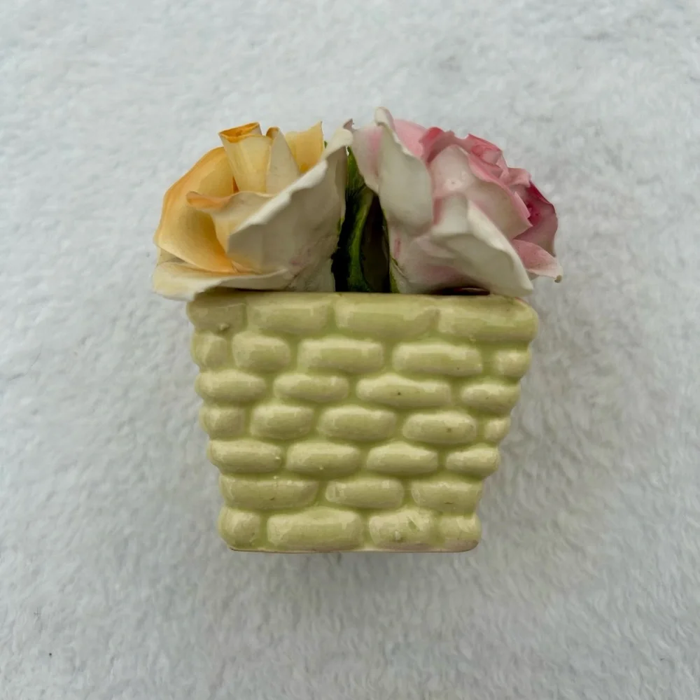 Vintage Thorley English Bone China Stafforshire England Carnation Flower Basket